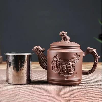 Purple Clay Teapot Single Pot with Built-in Stainless Steel Filter by Bowlift