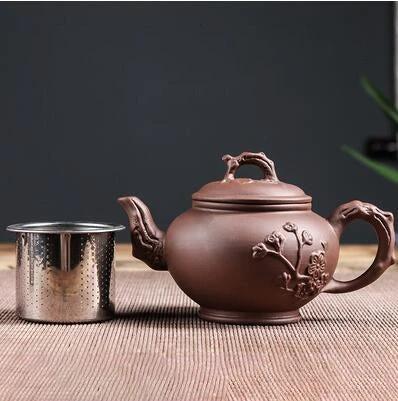 Purple Clay Teapot Single Pot with Built-in Stainless Steel Filter by Bowlift