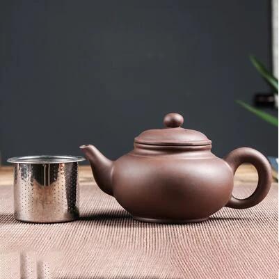 Purple Clay Teapot Single Pot with Built-in Stainless Steel Filter by Bowlift