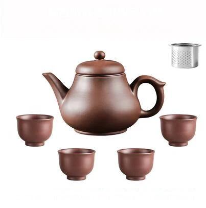 Purple Clay Teapot Single Pot with Built-in Stainless Steel Filter by Bowlift