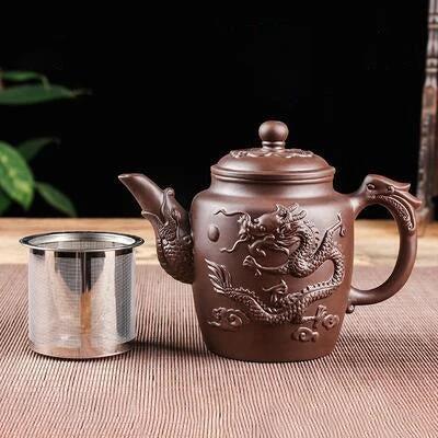 Purple Clay Teapot Single Pot with Built-in Stainless Steel Filter by Bowlift