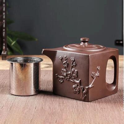 Purple Clay Teapot Single Pot with Built-in Stainless Steel Filter by Bowlift