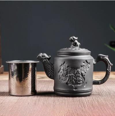 Purple Clay Teapot Single Pot with Built-in Stainless Steel Filter by Bowlift