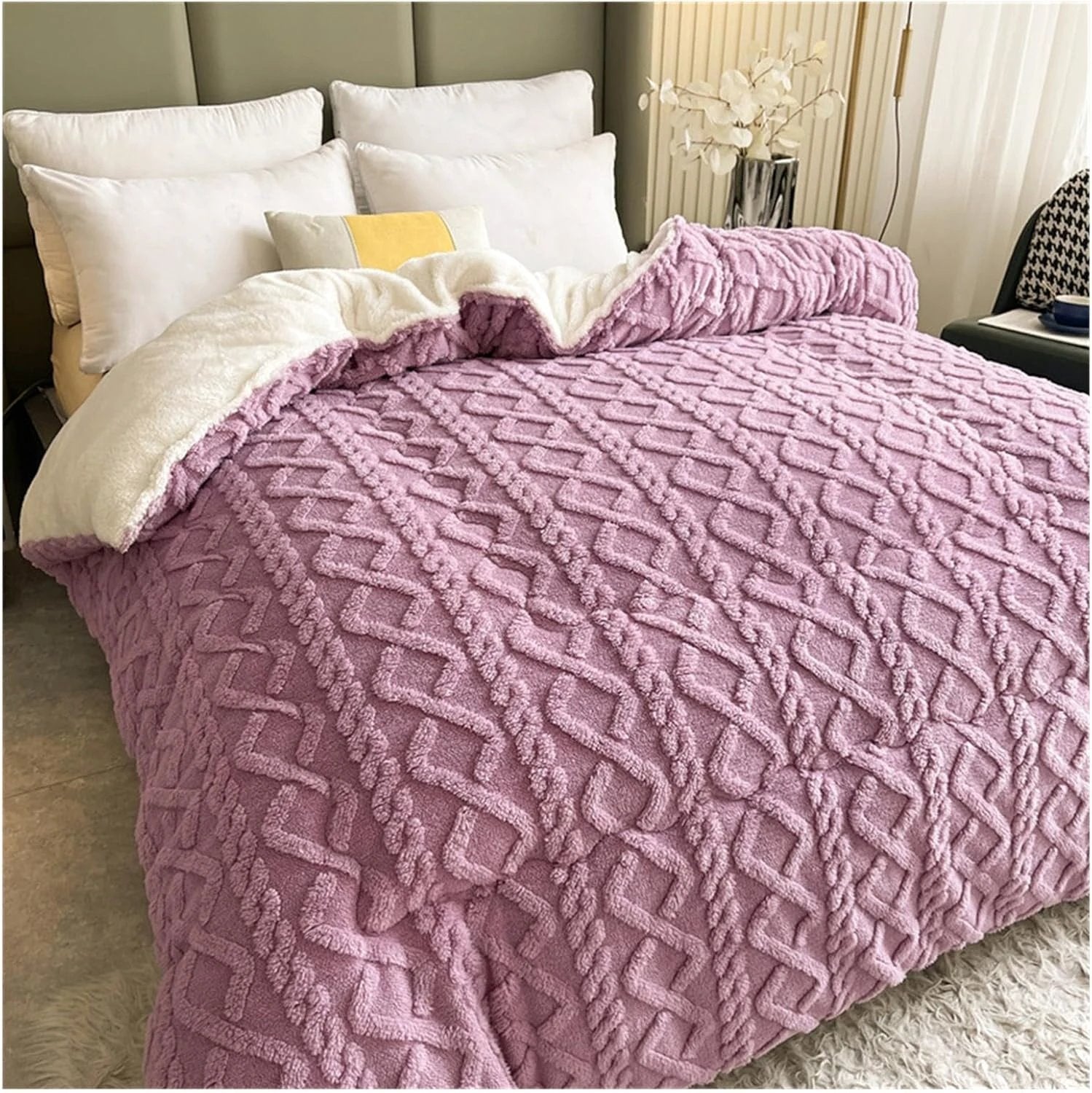 Thick Snuggle Sherpa Blanket by Casa & Beyond