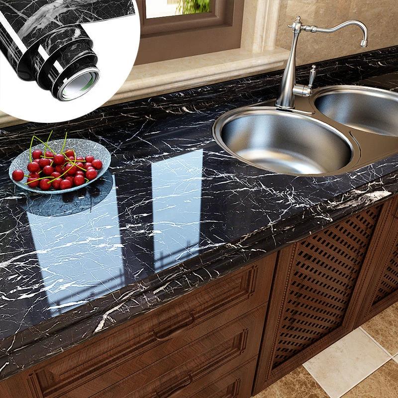 PVC Solid Vinyl Marble Wallpaper Waterproof Self-adhesive Wallpaper by Bowlift