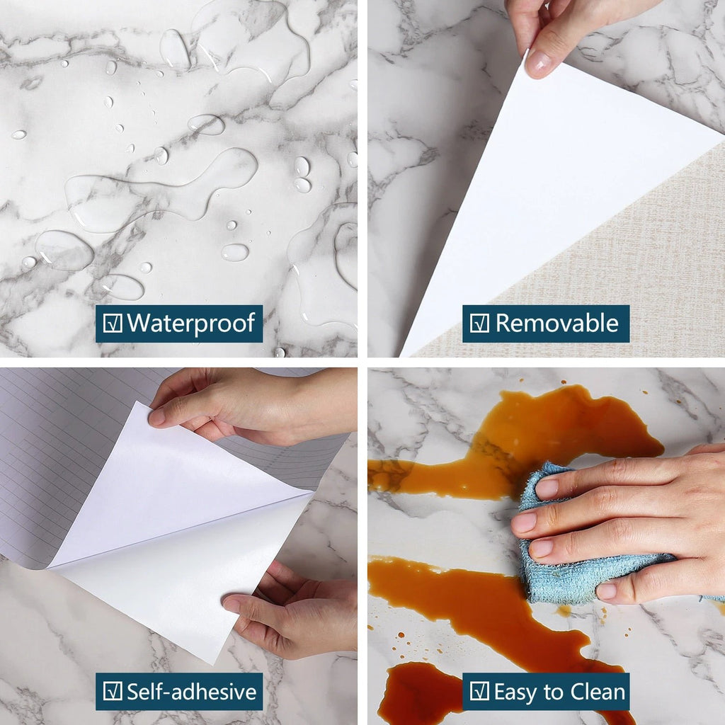 PVC Solid Vinyl Marble Wallpaper Waterproof Self-adhesive Wallpaper by Bowlift