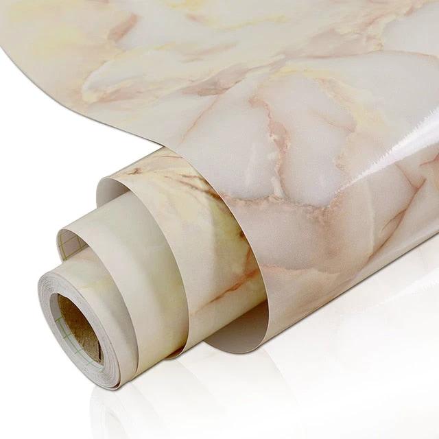 PVC Solid Vinyl Marble Wallpaper Waterproof Self-adhesive Wallpaper by Bowlift
