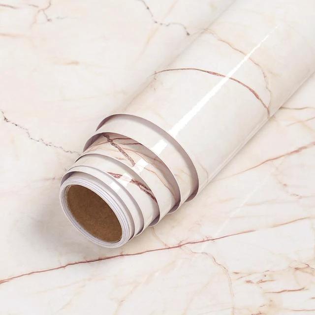 PVC Solid Vinyl Marble Wallpaper Waterproof Self-adhesive Wallpaper by Bowlift