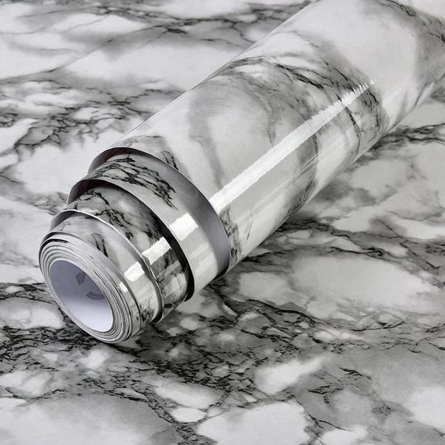 PVC Solid Vinyl Marble Wallpaper Waterproof Self-adhesive Wallpaper by Bowlift