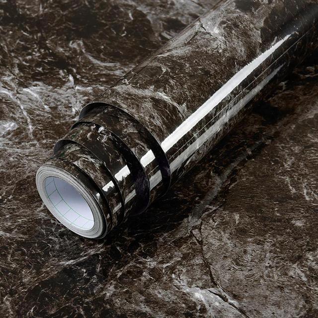 PVC Solid Vinyl Marble Wallpaper Waterproof Self-adhesive Wallpaper by Bowlift