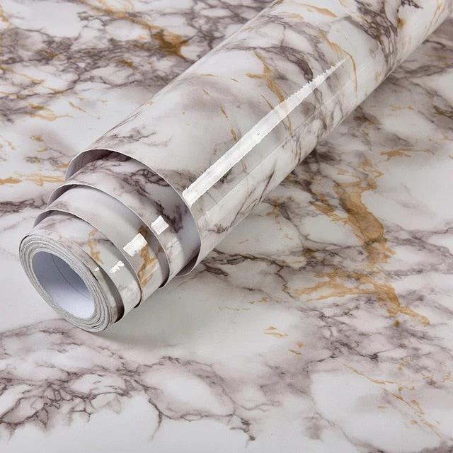 PVC Solid Vinyl Marble Wallpaper Waterproof Self-adhesive Wallpaper by Bowlift