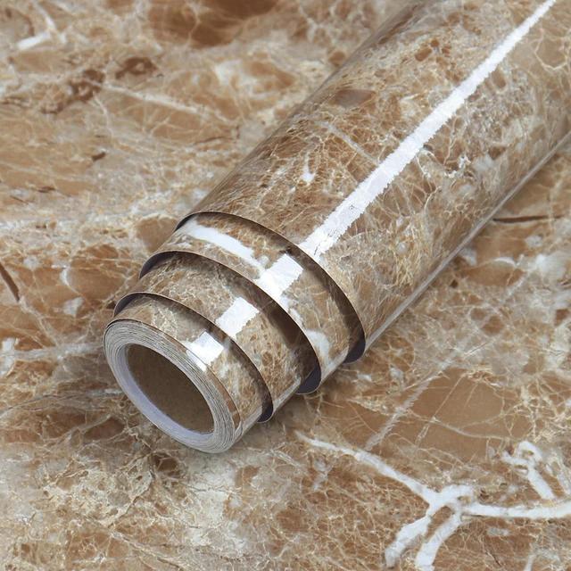 PVC Solid Vinyl Marble Wallpaper Waterproof Self-adhesive Wallpaper by Bowlift