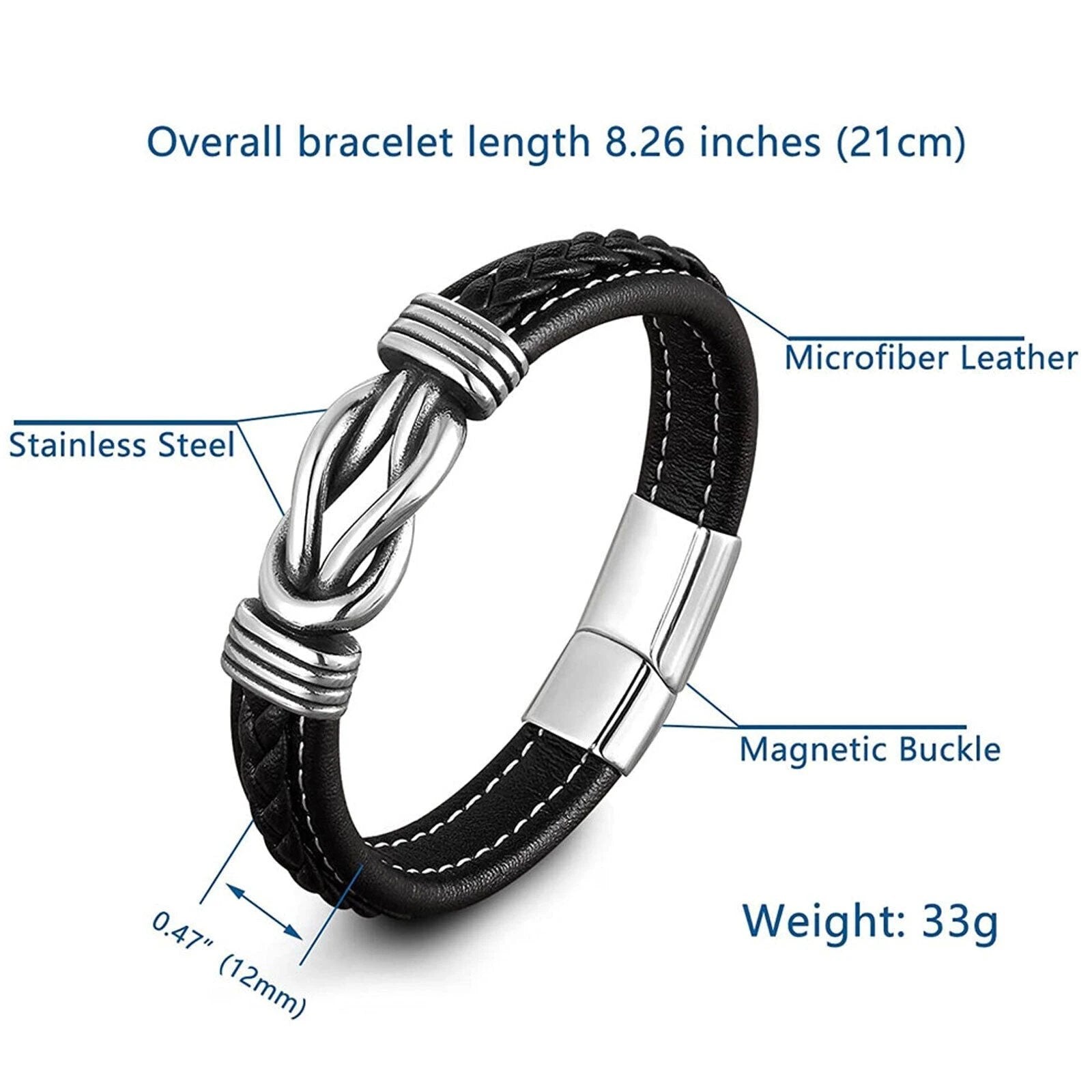 Braided Leather Knot Bracelet For Grandson From Grandmother Love Forever Bowlift by Bowlift