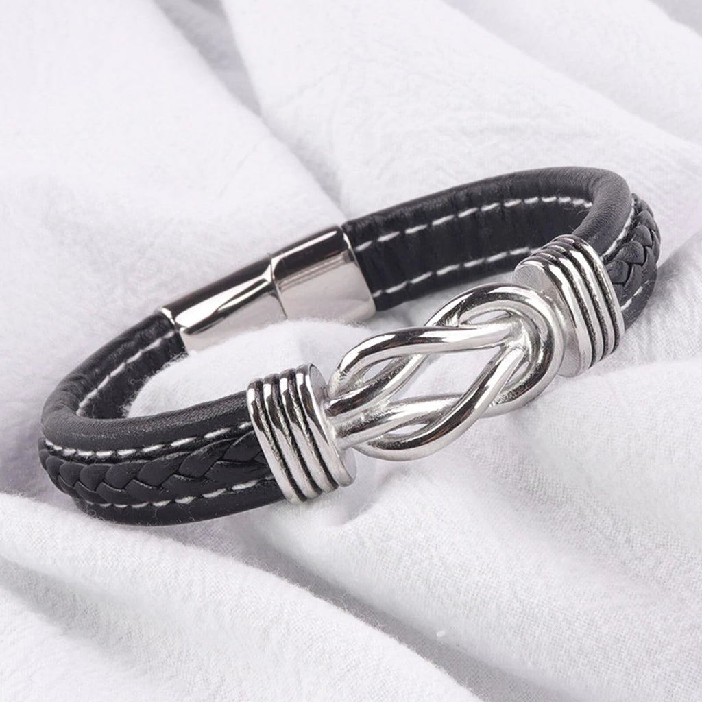 Braided Leather Knot Bracelet For Grandson From Grandmother Love Forever Bowlift by Bowlift