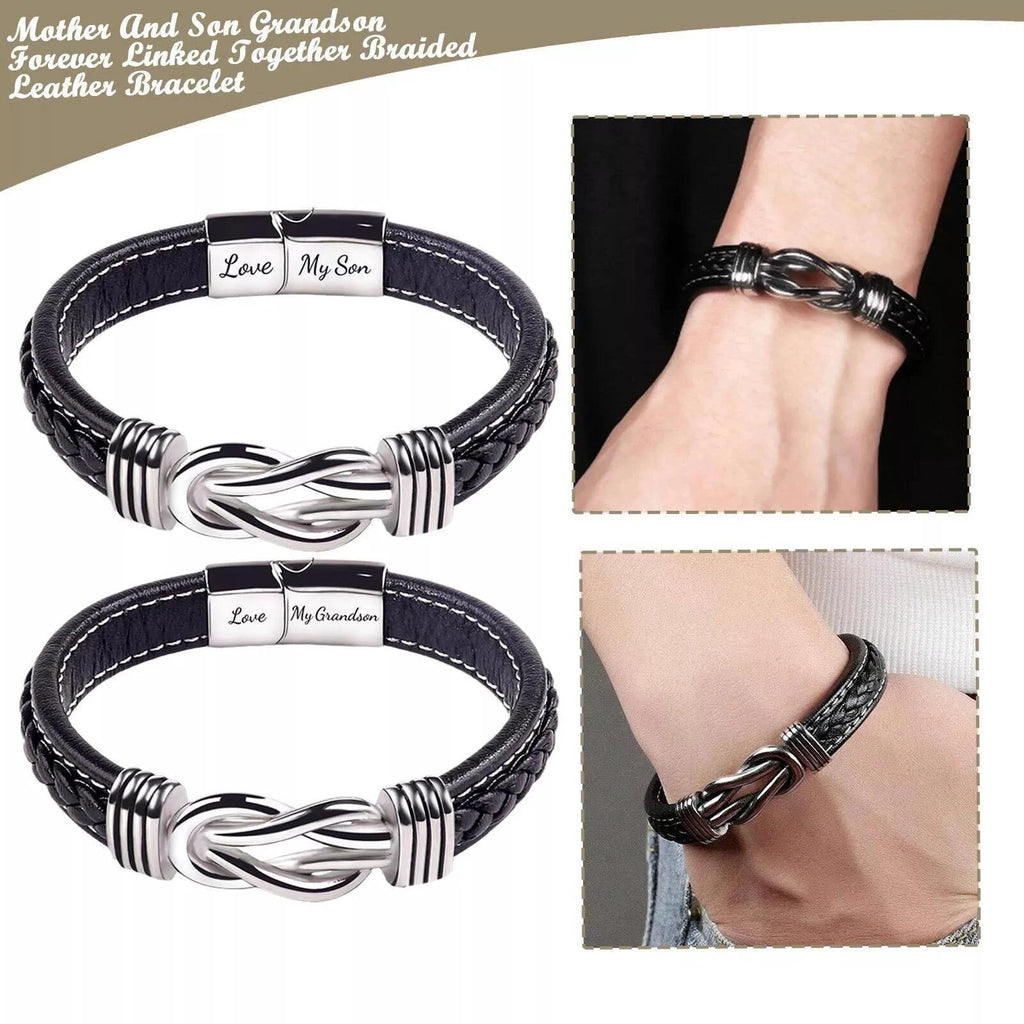 Braided Leather Knot Bracelet For Grandson From Grandmother Love Forever Bowlift by Bowlift