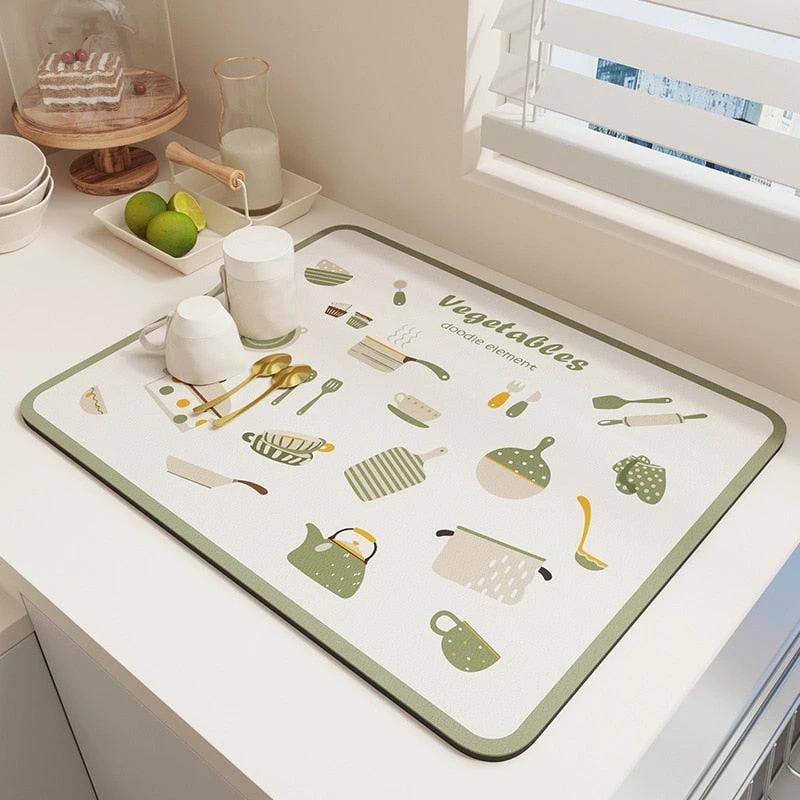 Quick Drying Kitchen Absorbent Drained Placemat Drying Mat for Table by Bowlift