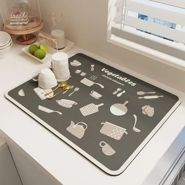 Quick Drying Kitchen Absorbent Drained Placemat Drying Mat for Table by Bowlift