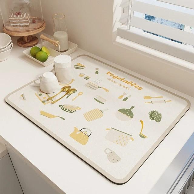 Quick Drying Kitchen Absorbent Drained Placemat Drying Mat for Table by Bowlift