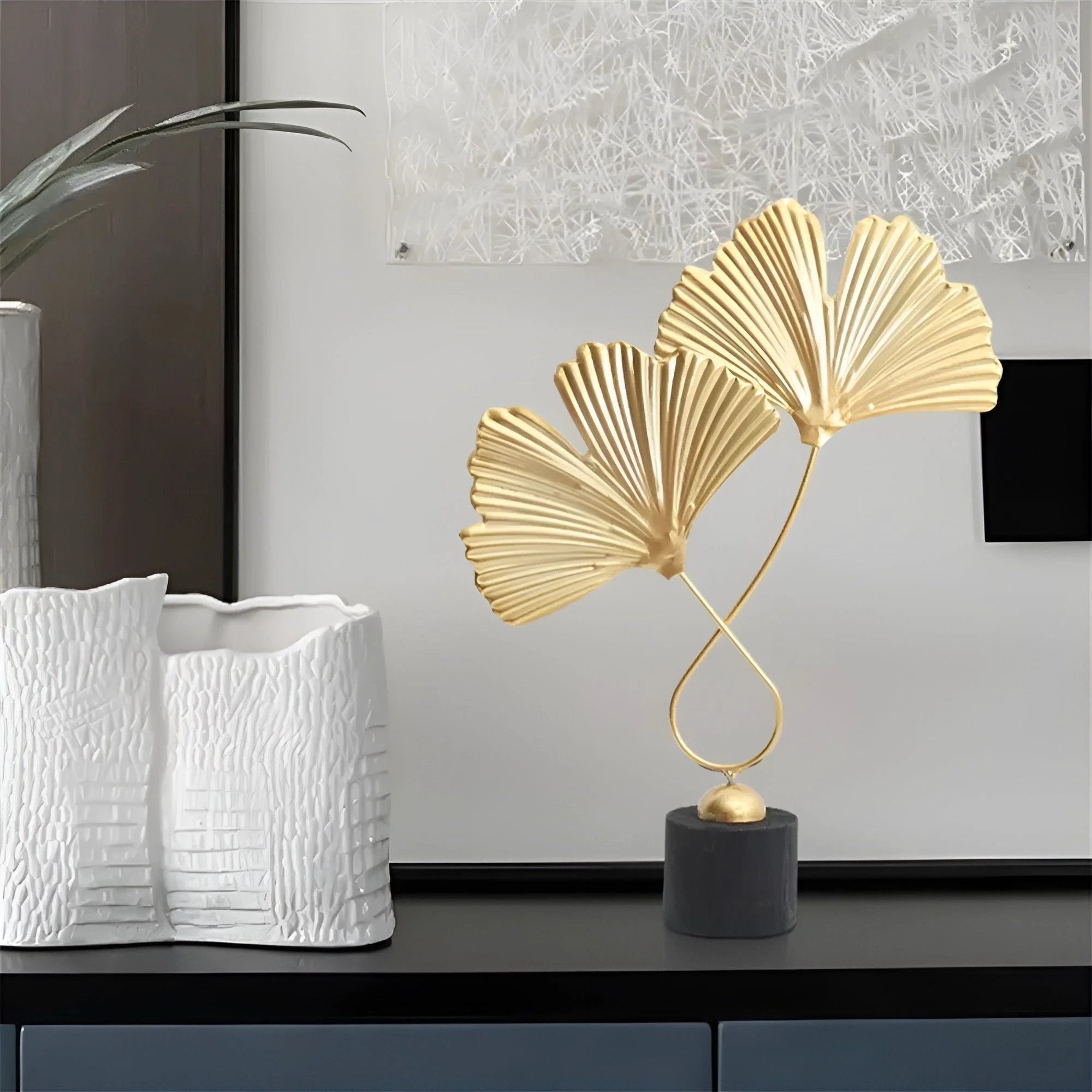 Minimalistic Ginkgo Leaf Sculpture for Elegant Natural Charm Bowlift by Bowlift