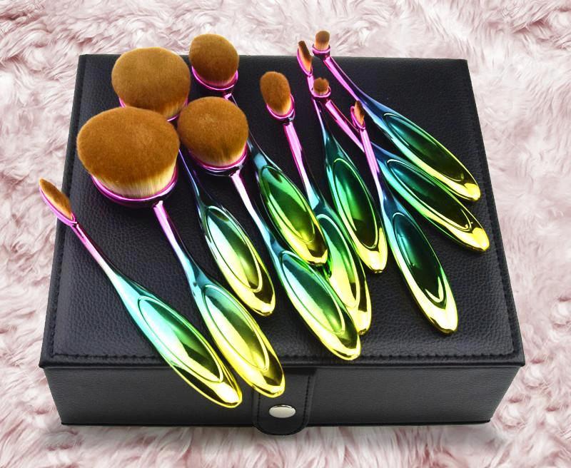 Rainbow Makeup Brushes - 10 Piece Set by Bowlift