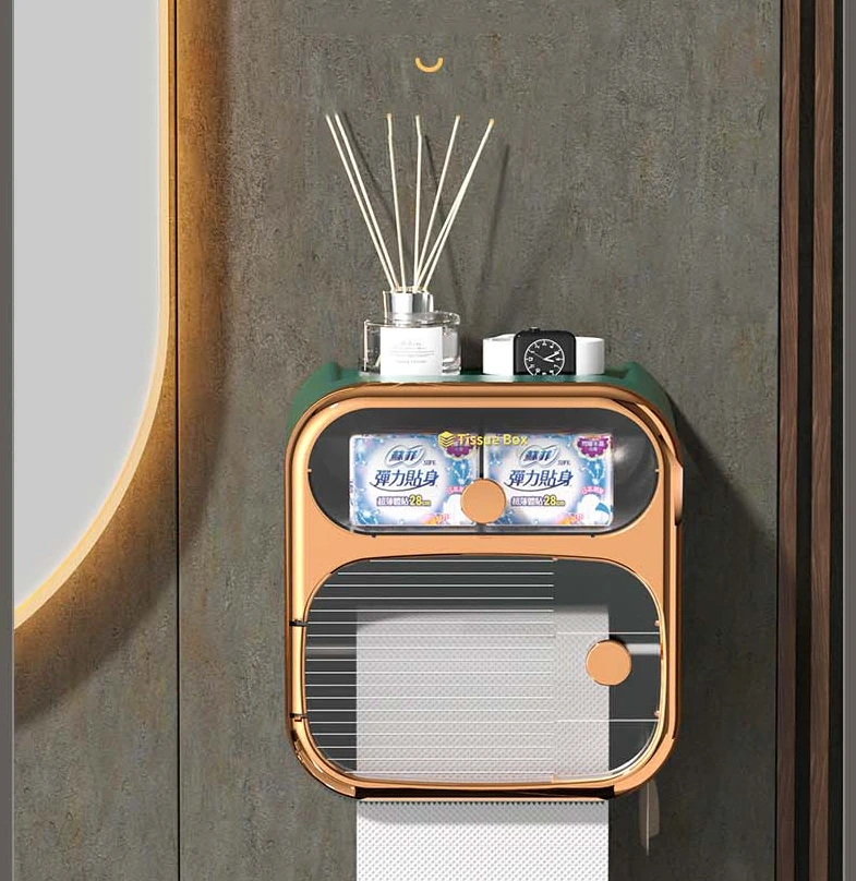 MultiBox Wall-Mounted Toilet Paper Towel Storage Box by BowLift
