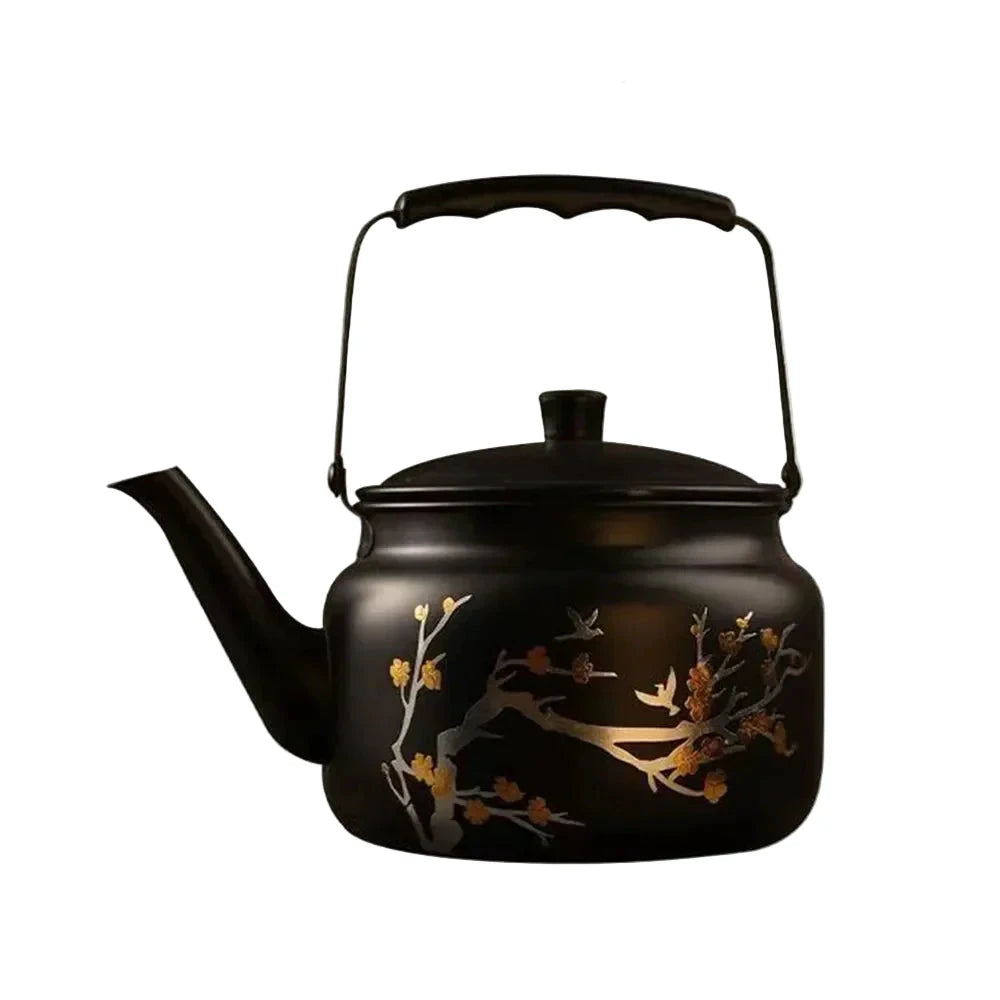 Retro Stainless Steel Teapot with Gold Stamping Relief Water Kettle by Bowlift