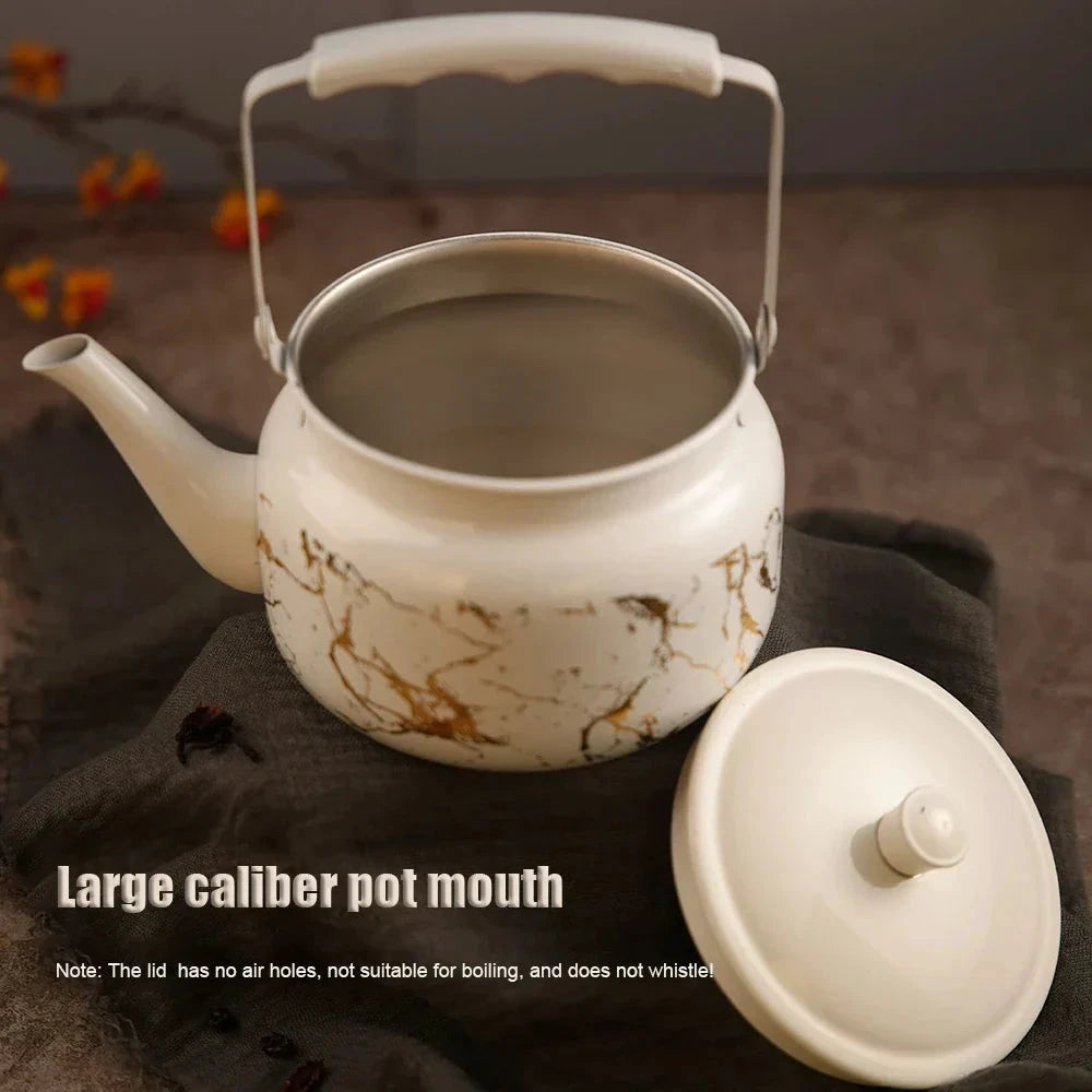 Retro Stainless Steel Teapot with Gold Stamping Relief Water Kettle by Bowlift