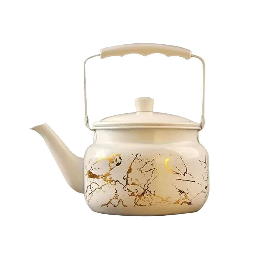 Retro Stainless Steel Teapot with Gold Stamping Relief Water Kettle by Bowlift