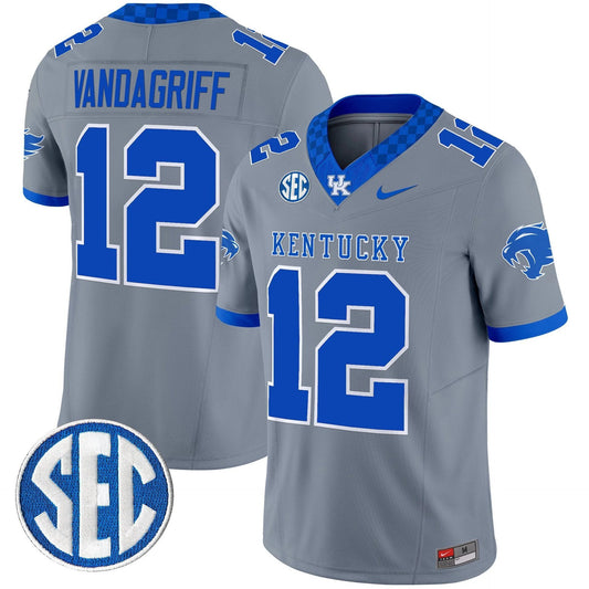 Brock Vandagriff Jersey #12 Kentucky Wildcats 2025 Limited Stitched Gray by My Store