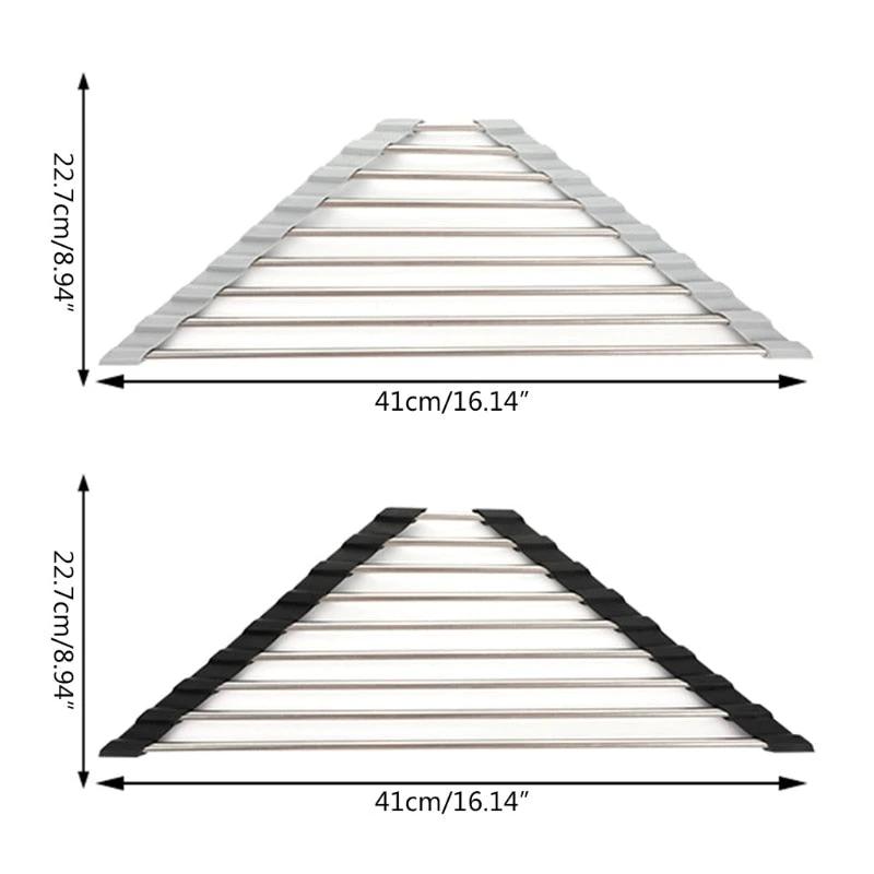 Roll Up Triangle Dish Drying Rack for Sink Corner Over the Sink Caddy by Bowlift
