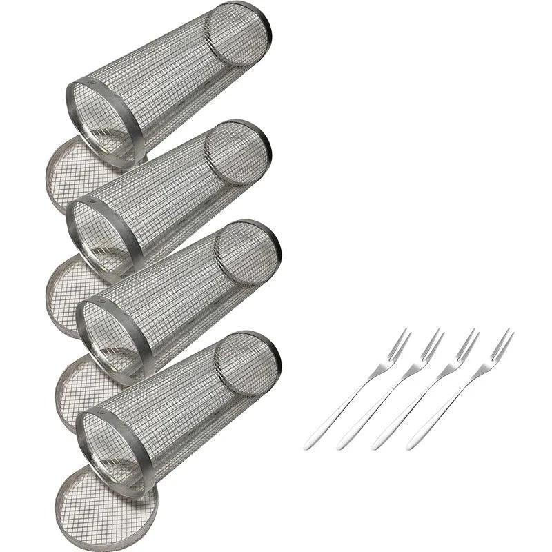 Rolling BBQ Basket Grilling Basket Ever Round Stainless Steel Grill Mesh by Bowlift