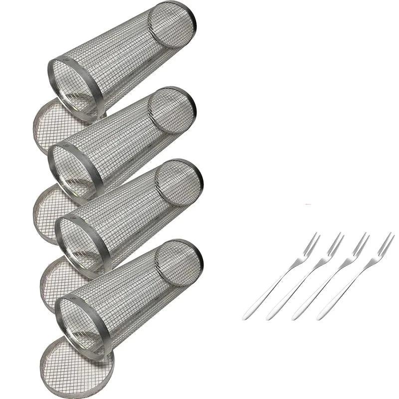 Rolling BBQ Basket Grilling Basket Ever Round Stainless Steel Grill Mesh by Bowlift