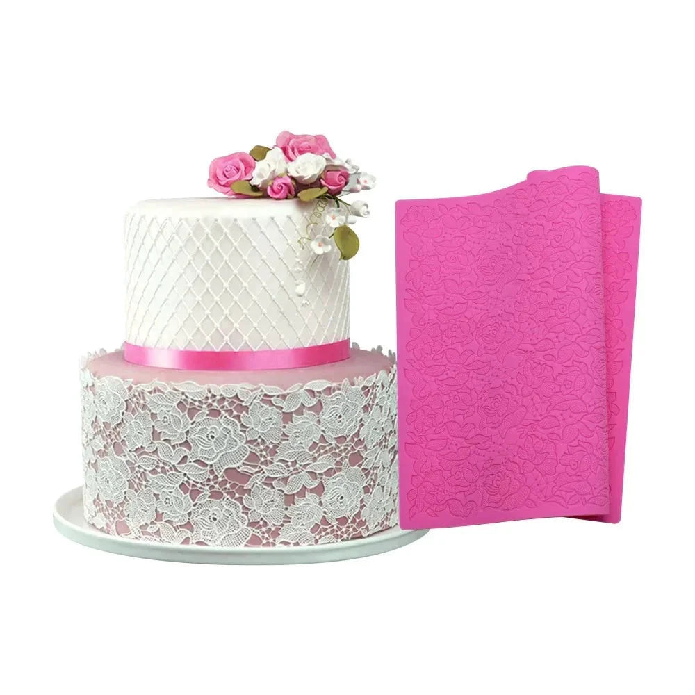 Rose Flower Lace Mold Cake Border Decoration Fondant Baking Decorating by Bowlift