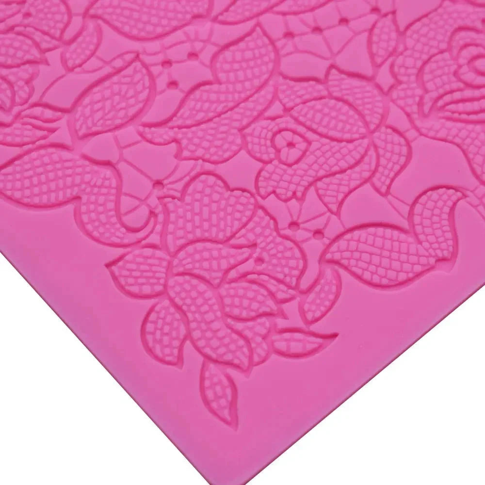 Rose Flower Lace Mold Cake Border Decoration Fondant Baking Decorating by Bowlift
