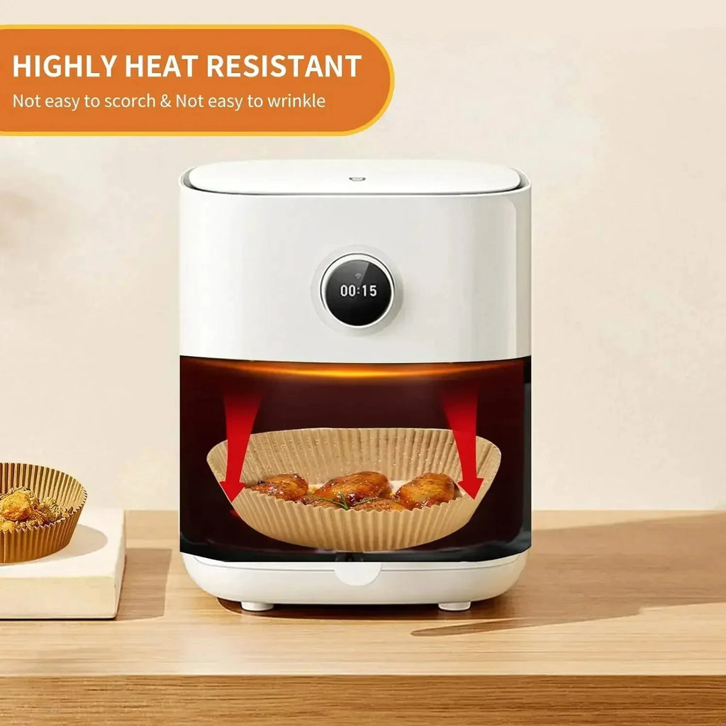 Round Air Fryer Paper Disposable Non-Stick Baking Papers Microwavable by Bowlift