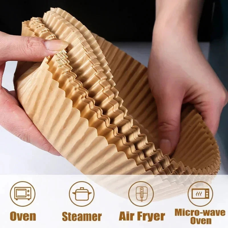 Round Air Fryer Paper Disposable Non-Stick Baking Papers Microwavable by Bowlift