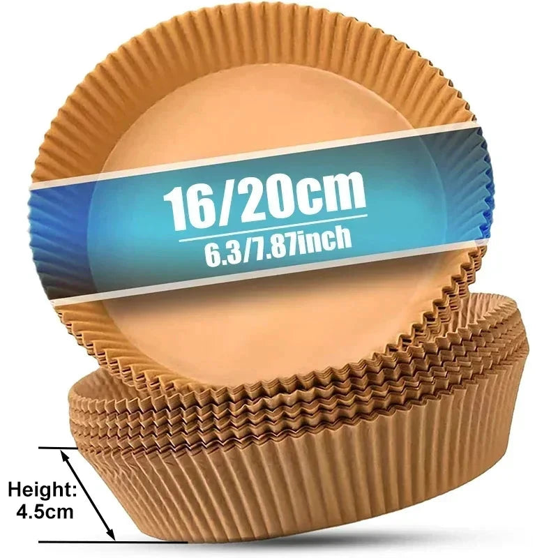 Round Air Fryer Paper Disposable Non-Stick Baking Papers Microwavable by Bowlift