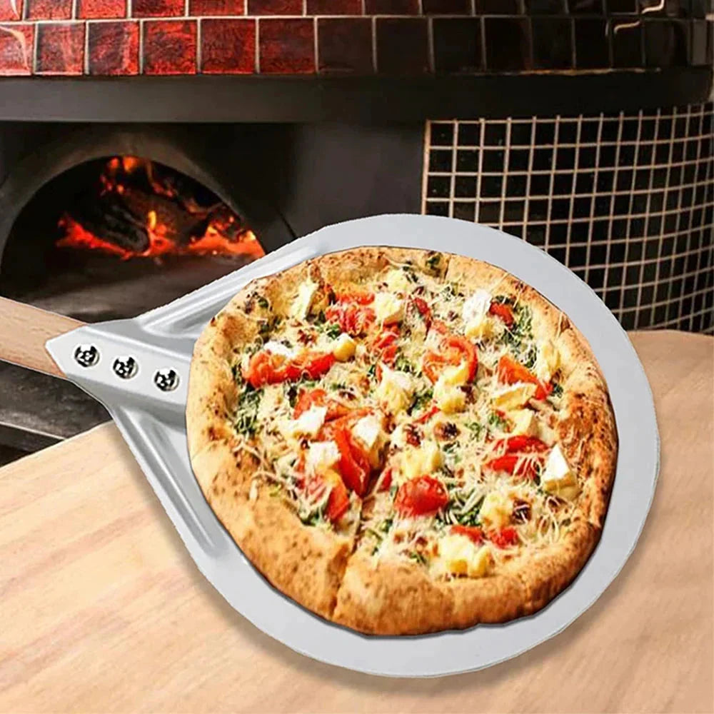 Round Pizza Turning Shovel Pizza Paddle with Wood Handle Pizza Shovel by Bowlift
