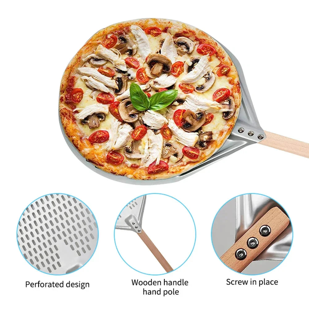 Round Pizza Turning Shovel Pizza Paddle with Wood Handle Pizza Shovel by Bowlift