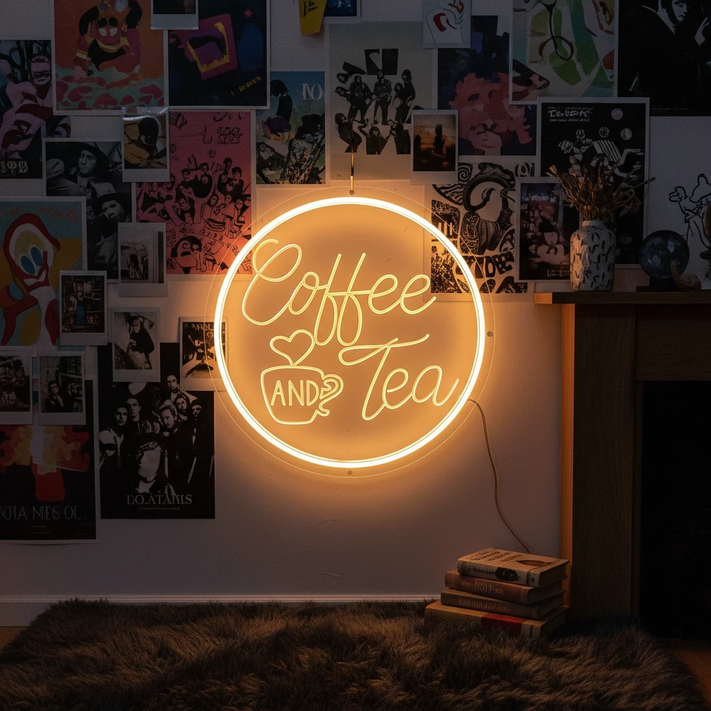 Round Coffee&Tea Neon Sign by Neonchics
