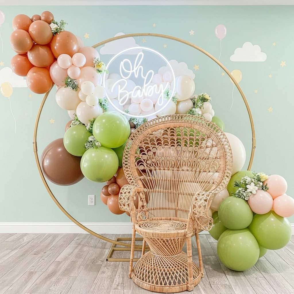 Round Oh Baby Neon Sign for Baby Shower Birthday Party Decor by Neonchics