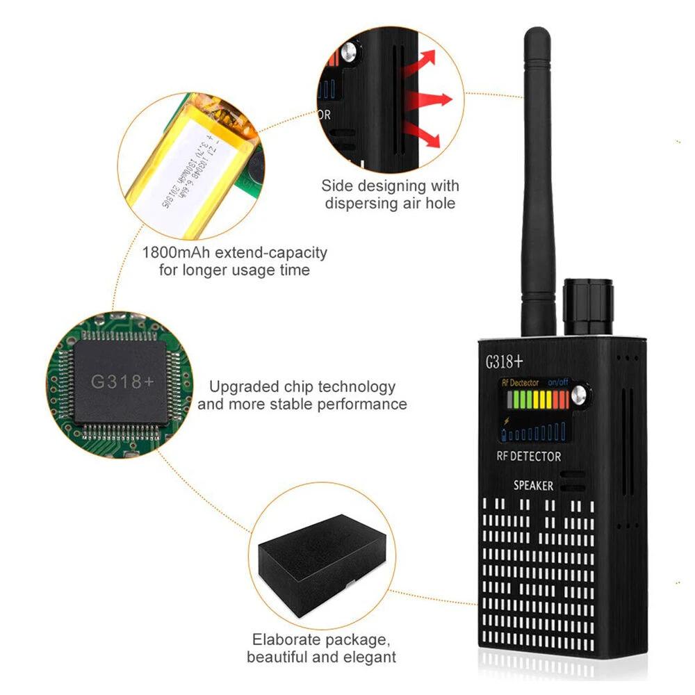 Spy Signal Bug Detector, HF Detector, Hidden Camera, Laser Lens, GSM GPS Device Finder by Bowlift