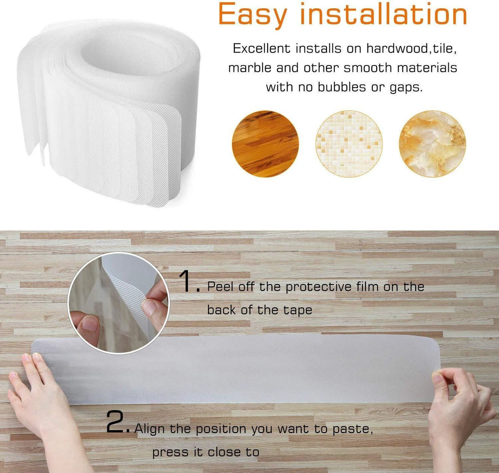 Clear Non-Slip Stair Tread Strips – Indoor Safety Grip Tape for Steps by BowLift