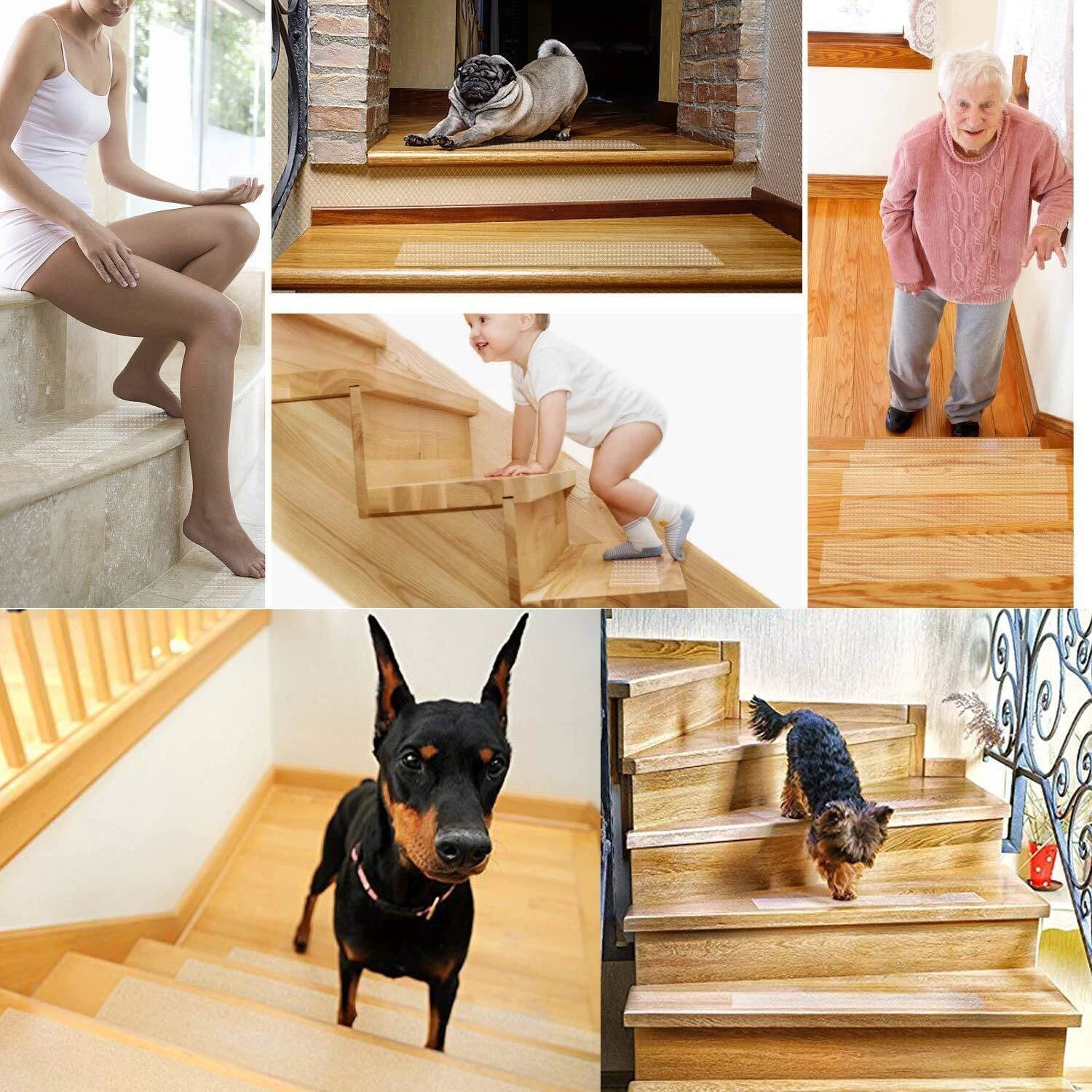 Clear Non-Slip Stair Tread Strips – Indoor Safety Grip Tape for Steps by BowLift