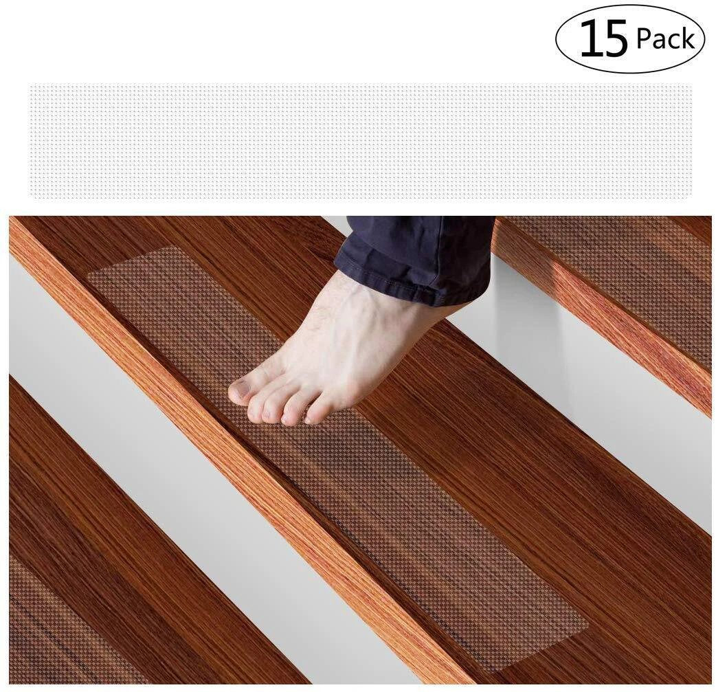 Clear Non-Slip Stair Tread Strips – Indoor Safety Grip Tape for Steps by BowLift