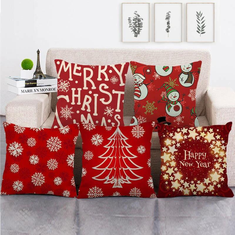 18" Cojines Merry Xmas Couch Throw Pillow Cover Case Home Sofa Decor Pillowslip Bowlift by Bowlift