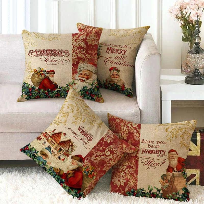 18" Cojines Merry Xmas Couch Throw Pillow Cover Case Home Sofa Decor Pillowslip Bowlift by Bowlift