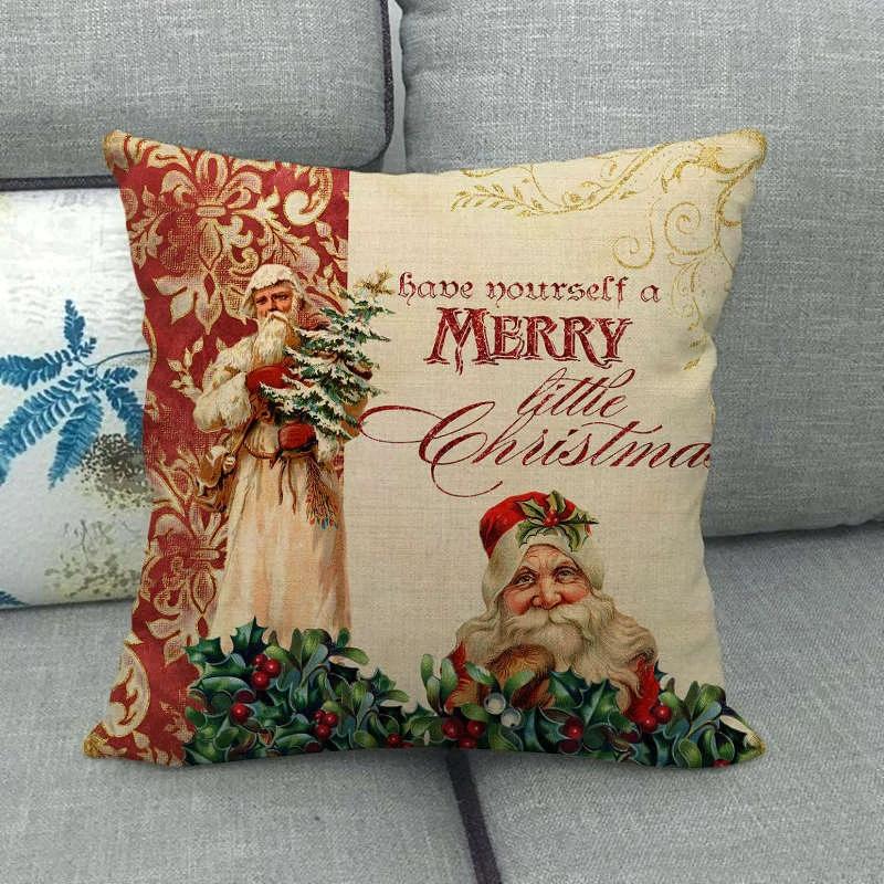 18" Cojines Merry Xmas Couch Throw Pillow Cover Case Home Sofa Decor Pillowslip Bowlift by Bowlift