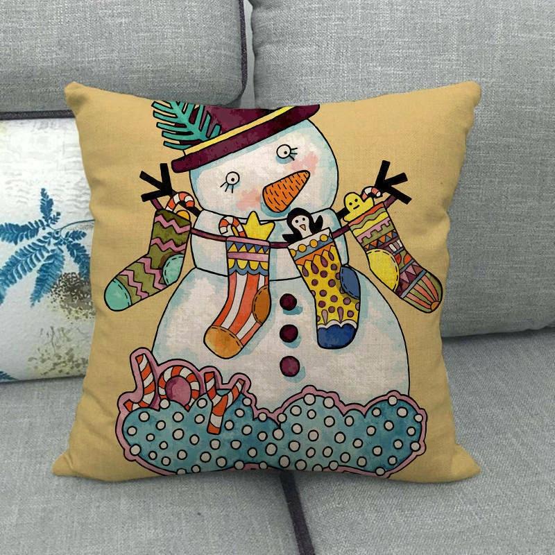 18" Cojines Merry Xmas Couch Throw Pillow Cover Case Home Sofa Decor Pillowslip Bowlift by Bowlift