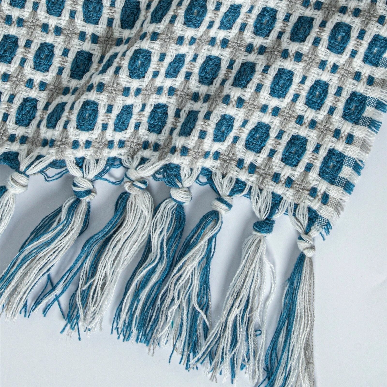 Boho Knit Blanket Throw Tassel Plaid Travel Throw Large Blankets For Sofa Bed Bowlift by Bowlift